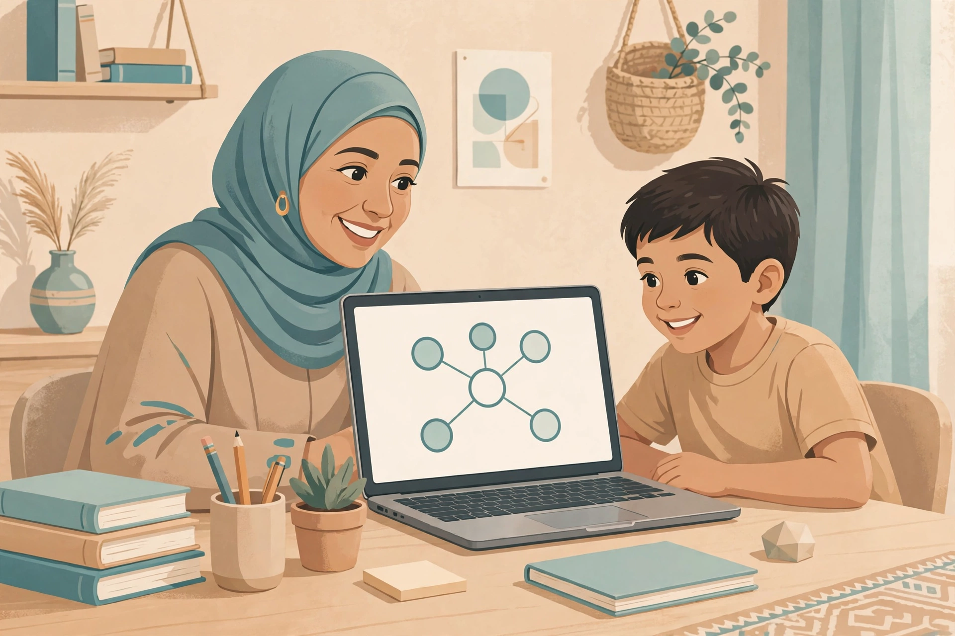 أم تربط أبناءها بحسابها في نظام نور