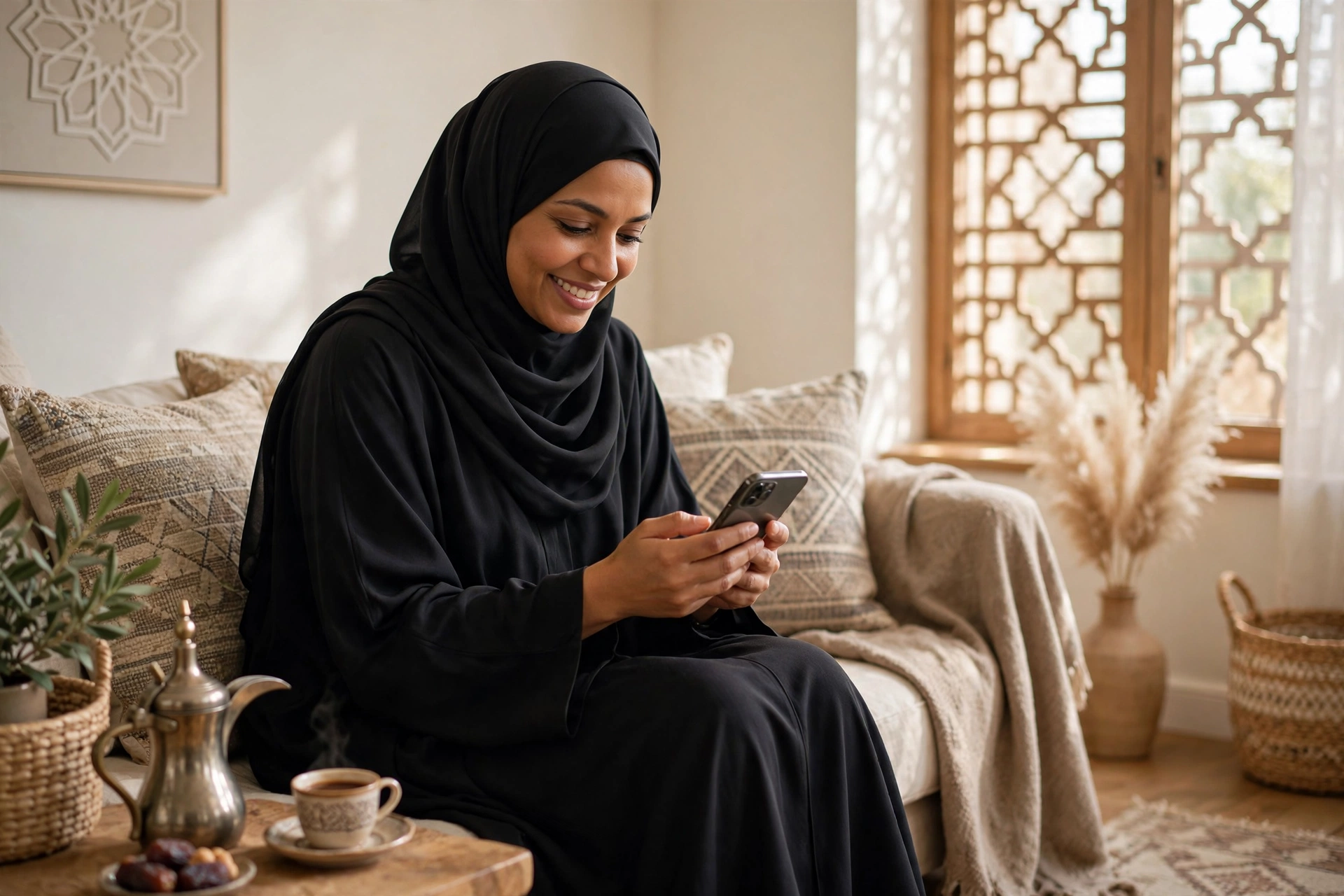 أم سعودية تتابع صرف مكافأة ابنها الدراسية عبر الجوال