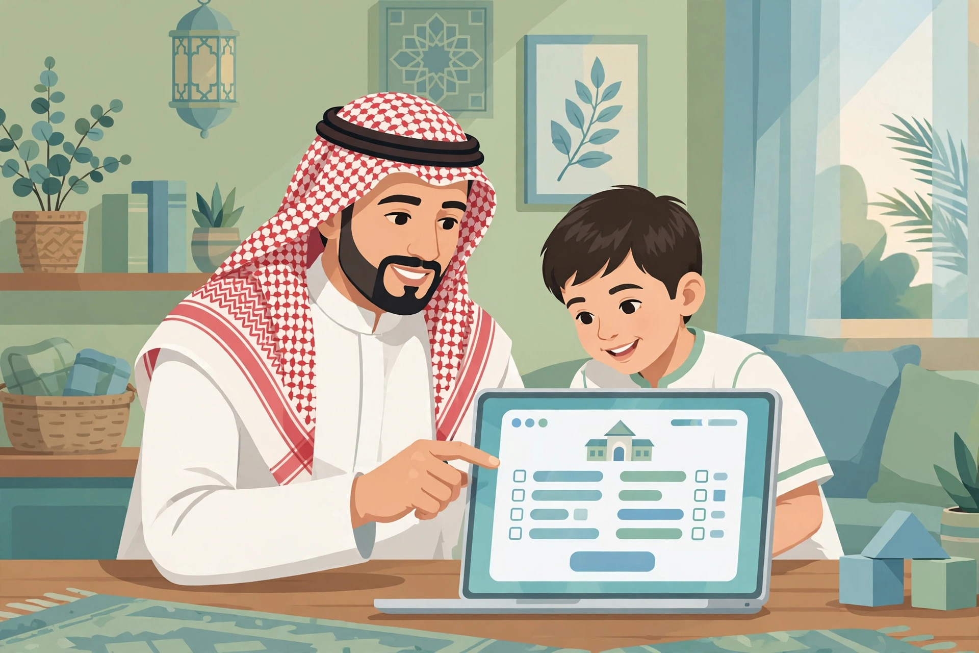 ولي أمر يضيف طالبًا جديدًا إلى حسابه في نظام نور عبر الحاسوب