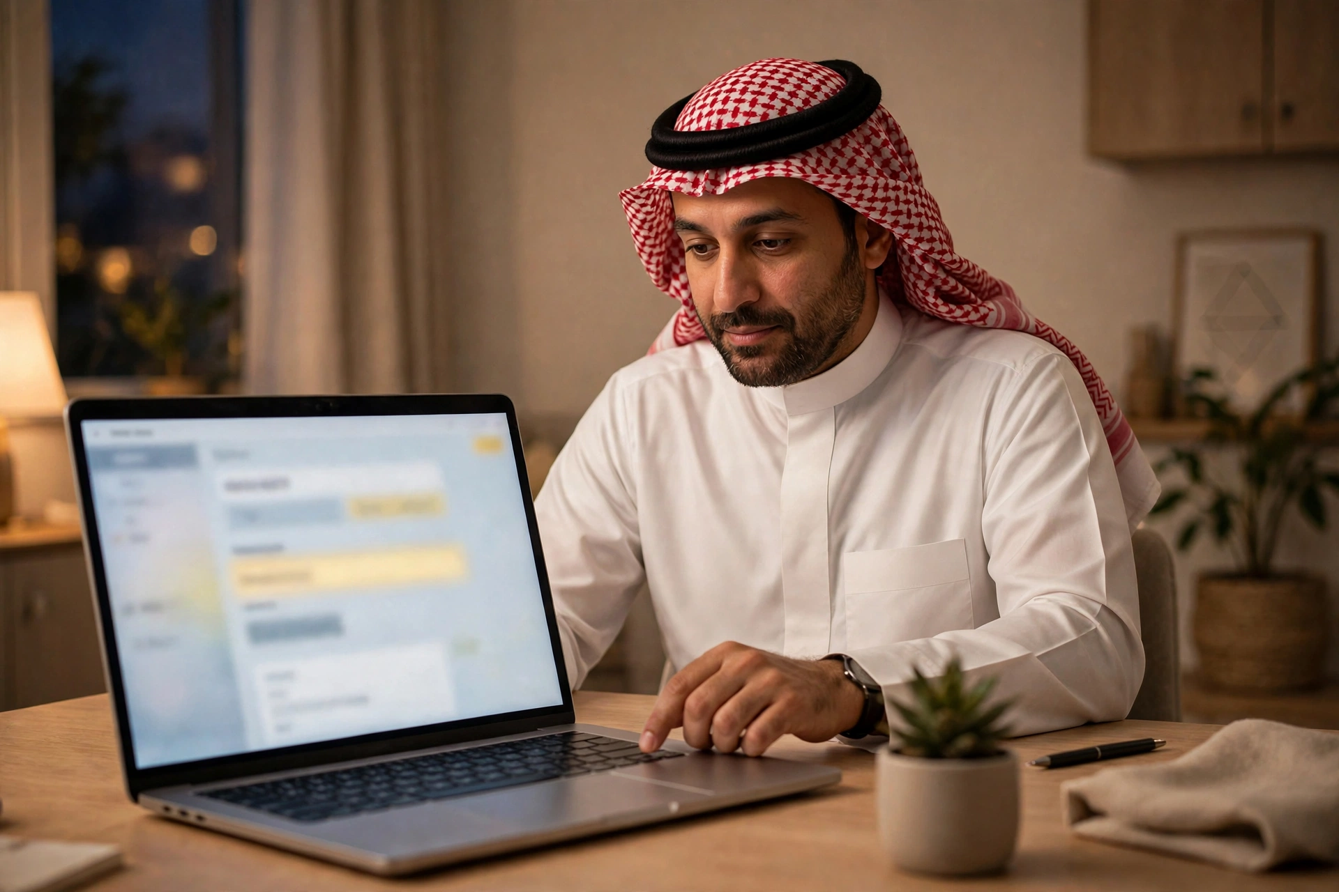 أب سعودي يحدّث بريده الإلكتروني في البيانات الشخصية بحساب نظام نور على الحاسوب