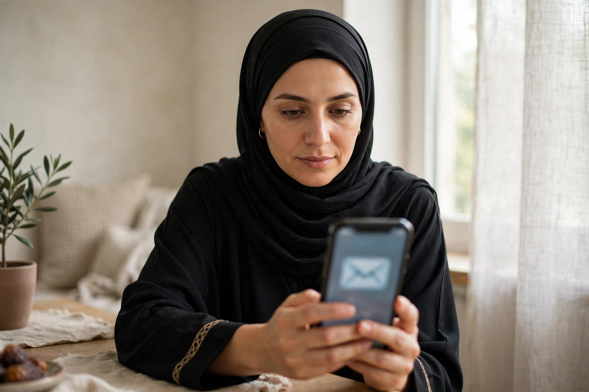 أم سعودية تفتح رسالة تفعيل البريد الإلكتروني الجديد على جوالها