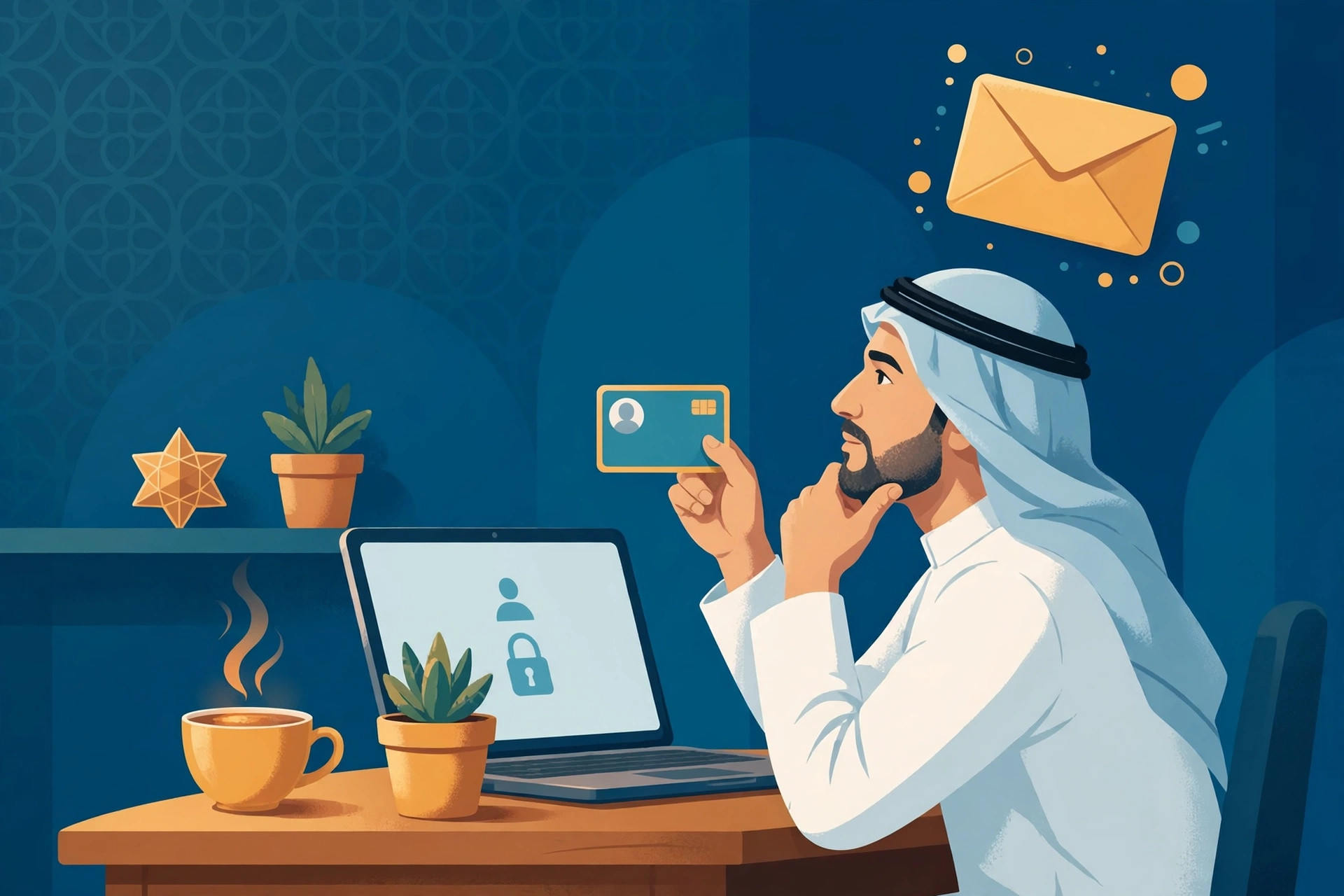 نسيت اسم المستخدم في نظام نور — أب يفكر أمام شاشة الدخول