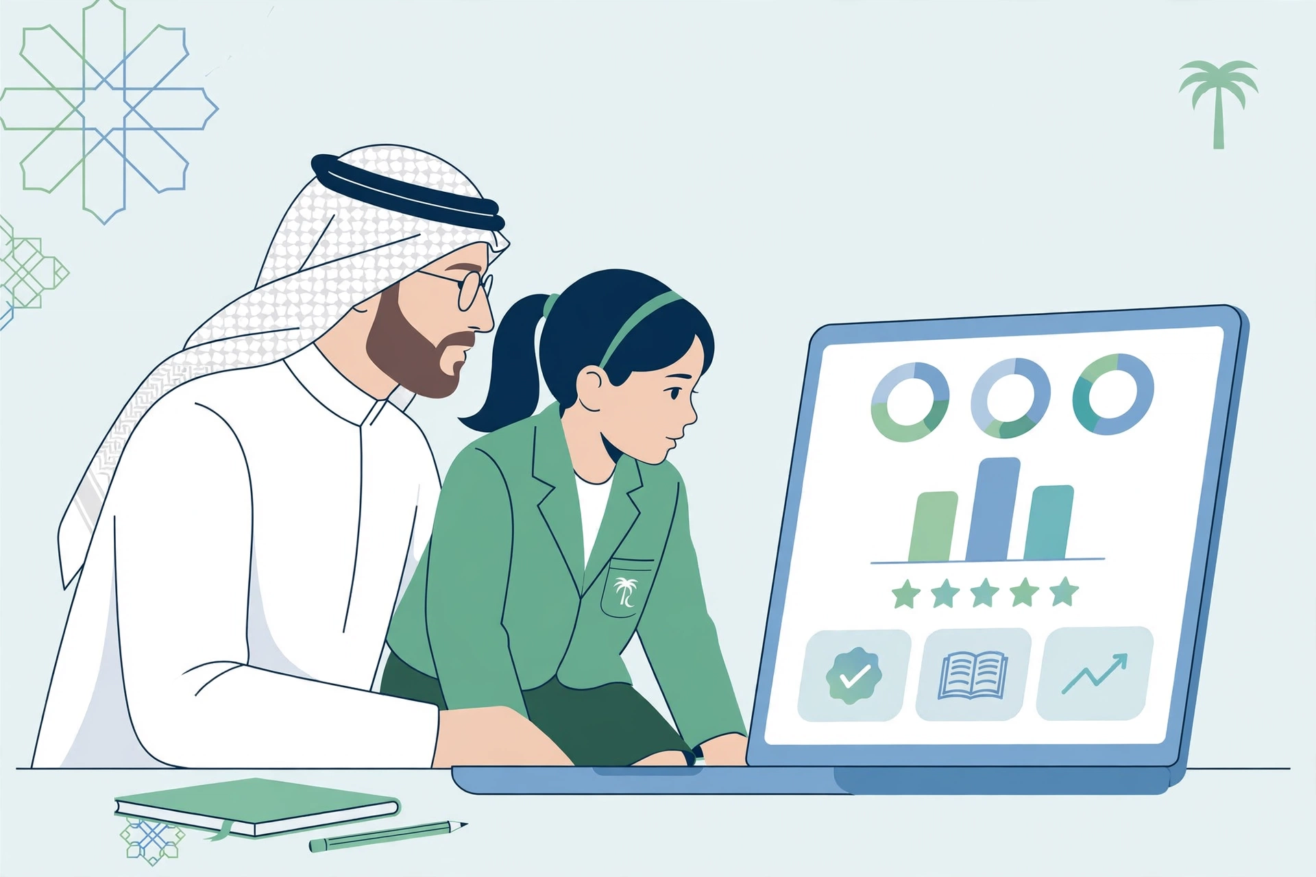 رسم توضيحي للاستعلام عن نتائج الفصل الثاني في نظام نور