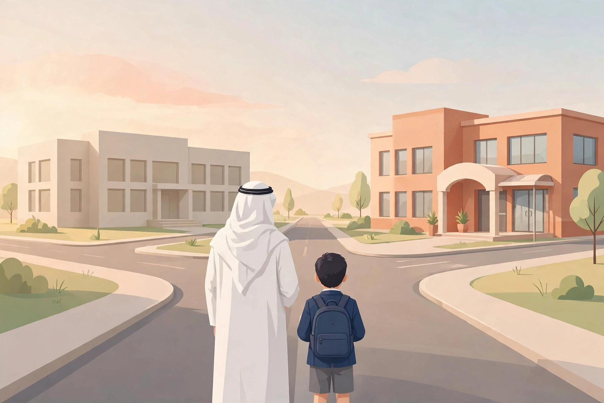أب وابنه يقفان أمام مفترق طريق بين مدرسة حكومية ومدرسة أهلية
